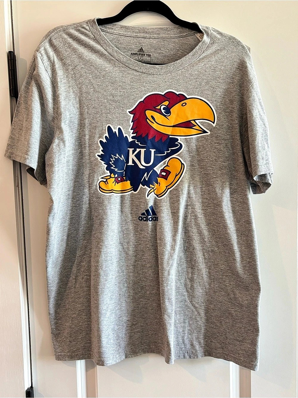 adidas Kansas Jayhawks Amplifier Tee Gray & Blue Size Large